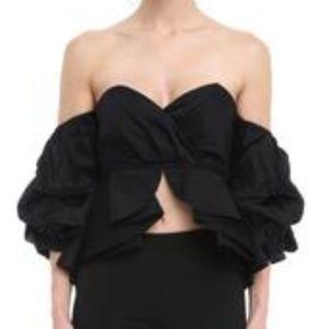 WHITE! NWT Cropped Balloon Sleeve Crop Top